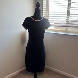 Brooks Brothers Navy Knit Midi Dress with White & Red Trim